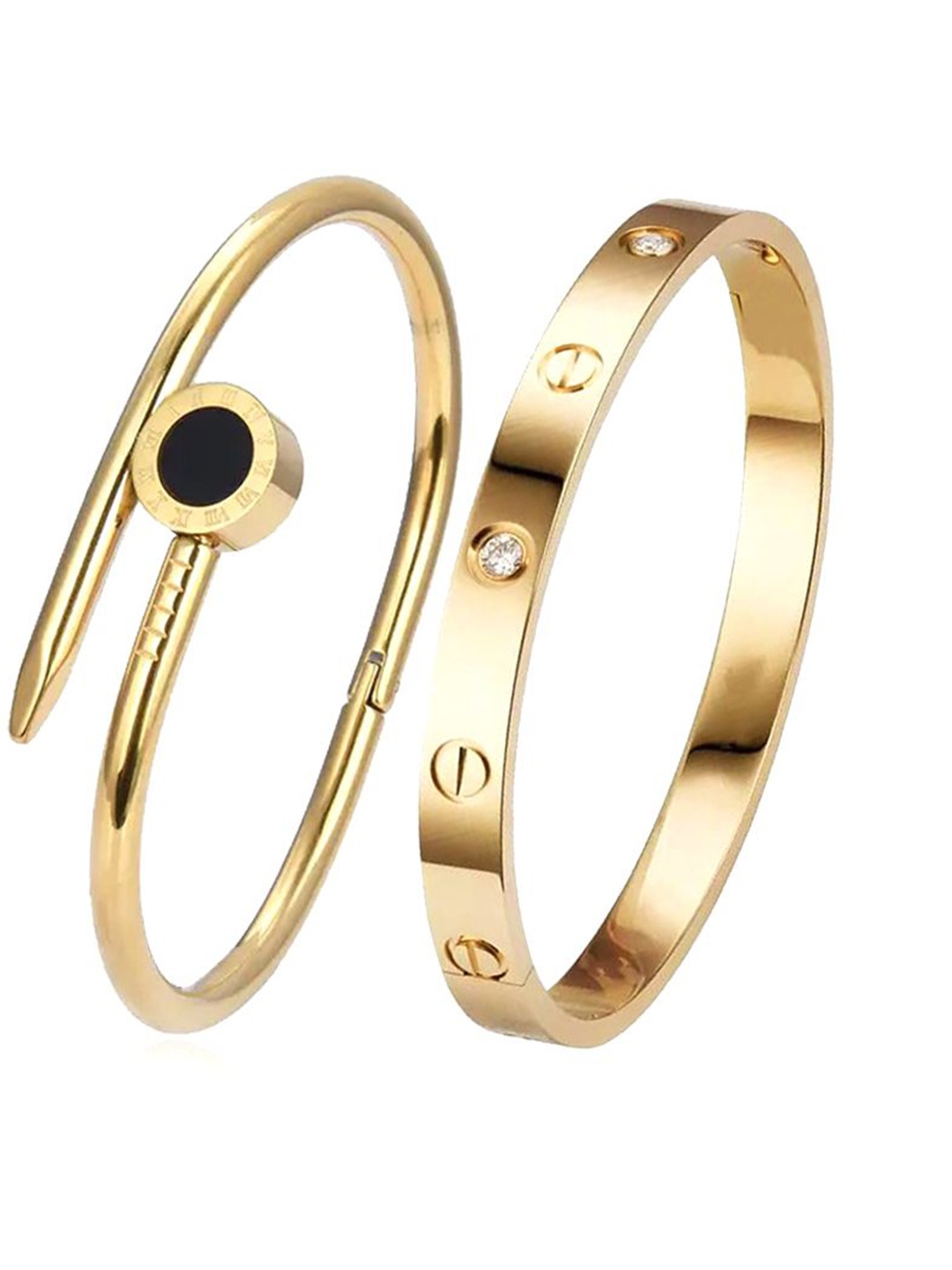 DIVASTRI Set Of 2 Gold-Plated Stone Studded Stainless Steel Anti Tarnish Kada Bracelet
DIVASTRI Set Of 2 Gold-Plated Stone Studded Stainless Steel Anti Tarnish Kada Bracelet