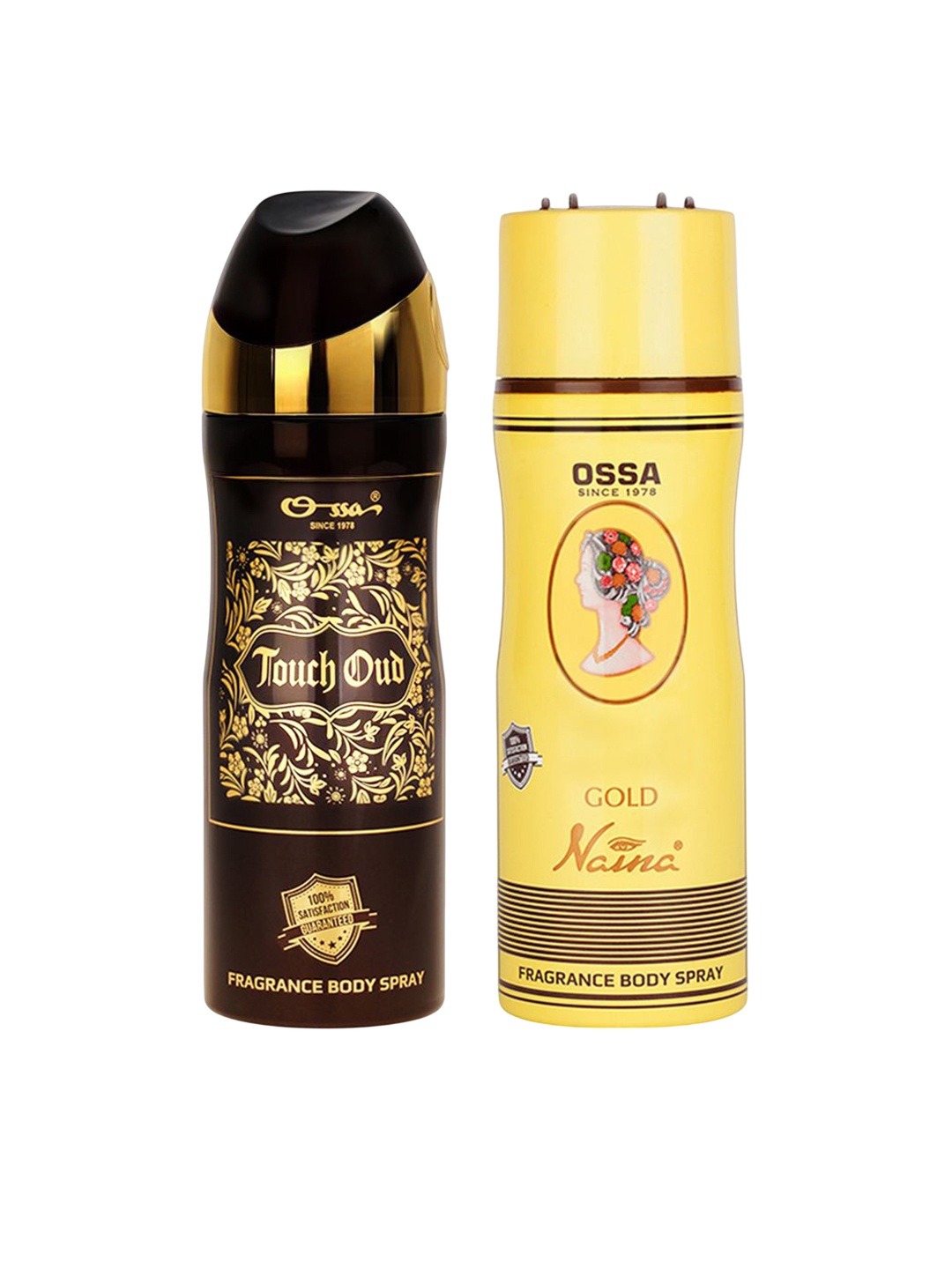 Ossa Touch Oud & Gold Naina Set Of 2 Odour Control Body Spray Deodorant - 200 ml Each, Black
Ossa Touch Oud & Gold Naina Set Of 2 Odour Control Body Spray Deodorant - 200 ml Each, Black