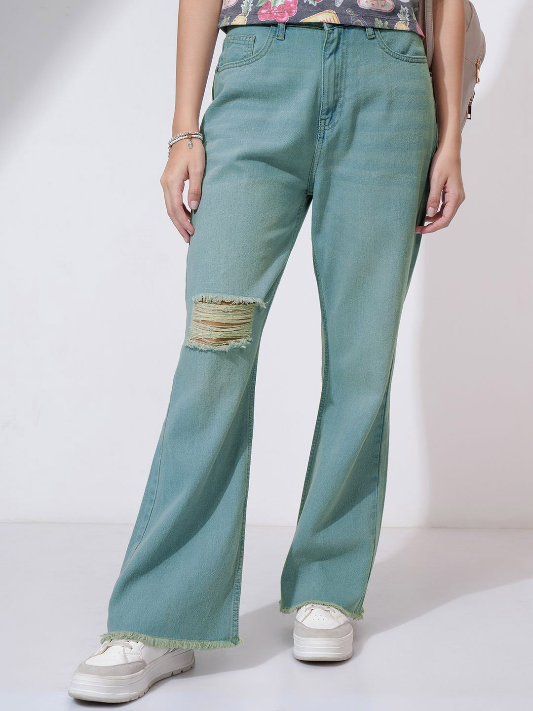 Street By Tokyo Talkies Women Flared Mid-Rise Highly Distressed Jeans, Blue
Street By Tokyo Talkies Women Flared Mid-Rise Highly Distressed Jeans, Blue