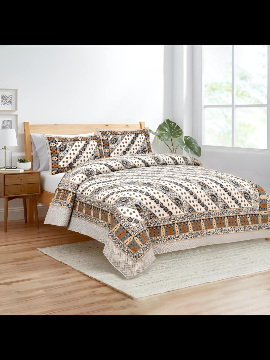 BED-SHEET.COM Grey & Cream-Coloured Ethnic Motifs 180 TC King Bedsheet with 2 Pillow Covers
BED-SHEET.COM Grey & Cream-Coloured Ethnic Motifs 180 TC King Bedsheet with 2 Pillow Covers