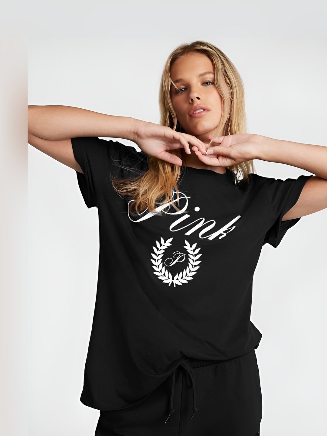 Victoria's Secret Women Graphic Printed Round Neck Cotton Relaxed Fit T-shirt, Black
Victoria's Secret Women Graphic Printed Round Neck Cotton Relaxed Fit T-shirt, Black