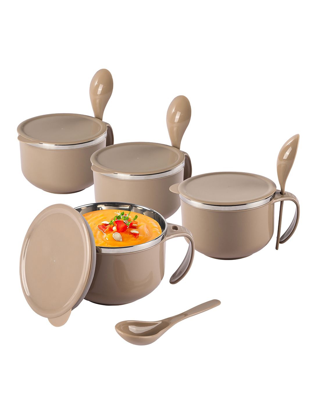 Kuber Industries Brown 4 Pieces Stainless Steel Soup Bowls & Spoon & Holder 600 ml Each
Kuber Industries Brown 4 Pieces Stainless Steel Soup Bowls & Spoon & Holder 600 ml Each