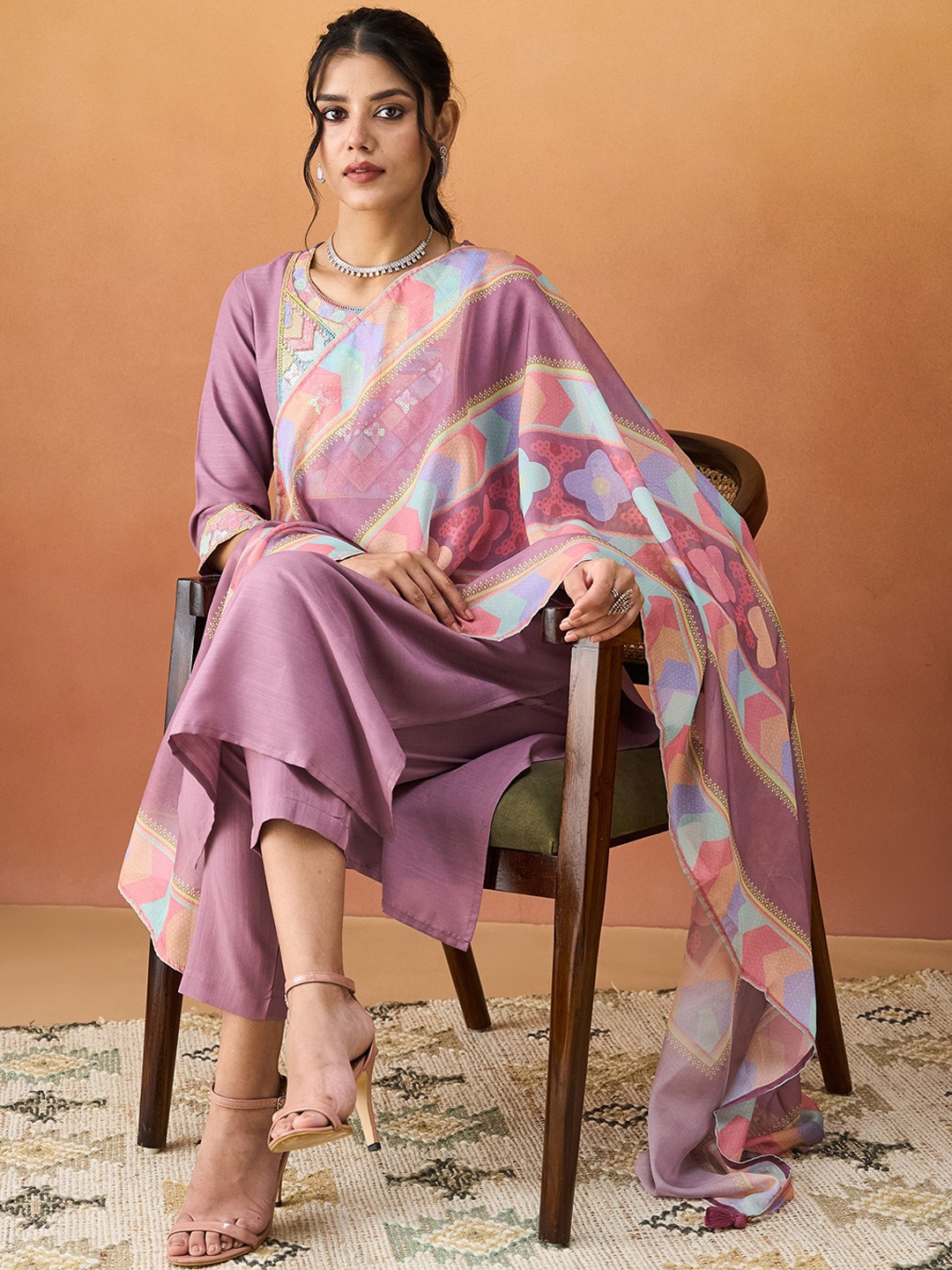 HRITIKA Women Ethnic Motifs Embroidered Regular Sequinned Kurta with Trousers & With Dupatta, Lavender
HRITIKA Women Ethnic Motifs Embroidered Regular Sequinned Kurta with Trousers & With Dupatta, Lavender