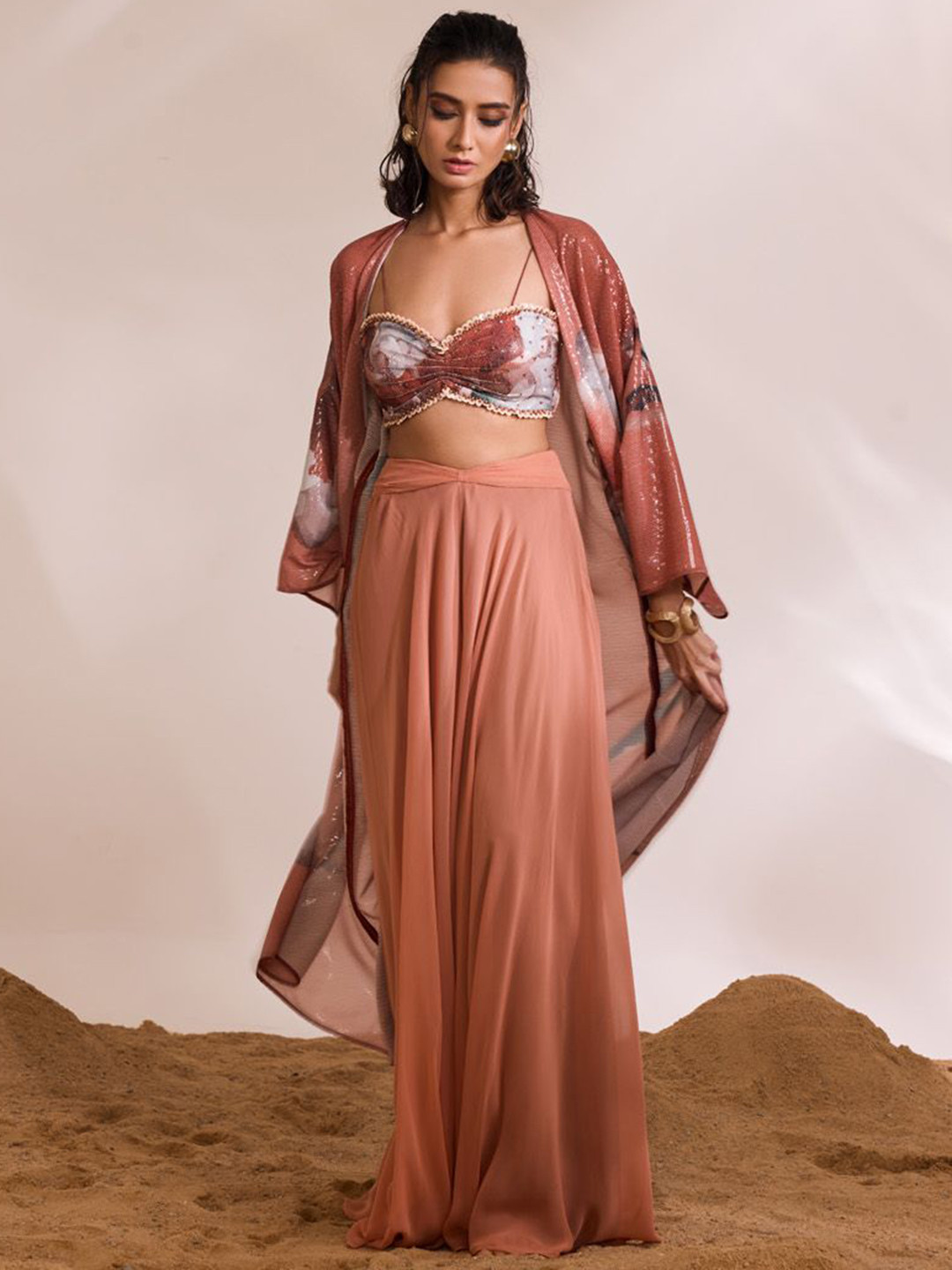 DIVYA AGGARWAL Embellished Shoulder Straps Neck Sleeveless Top With Skirt With Shrug, Rust
DIVYA AGGARWAL Embellished Shoulder Straps Neck Sleeveless Top With Skirt With Shrug, Rust