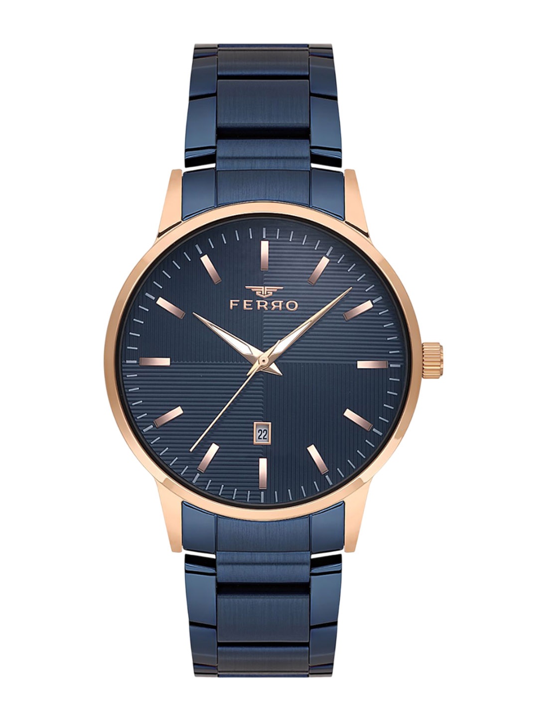 Ferro Men Brass Dial & Stainless Steel Bracelet Style Straps Analogue Watch F11156A-T, Blue
Ferro Men Brass Dial & Stainless Steel Bracelet Style Straps Analogue Watch F11156A-T, Blue