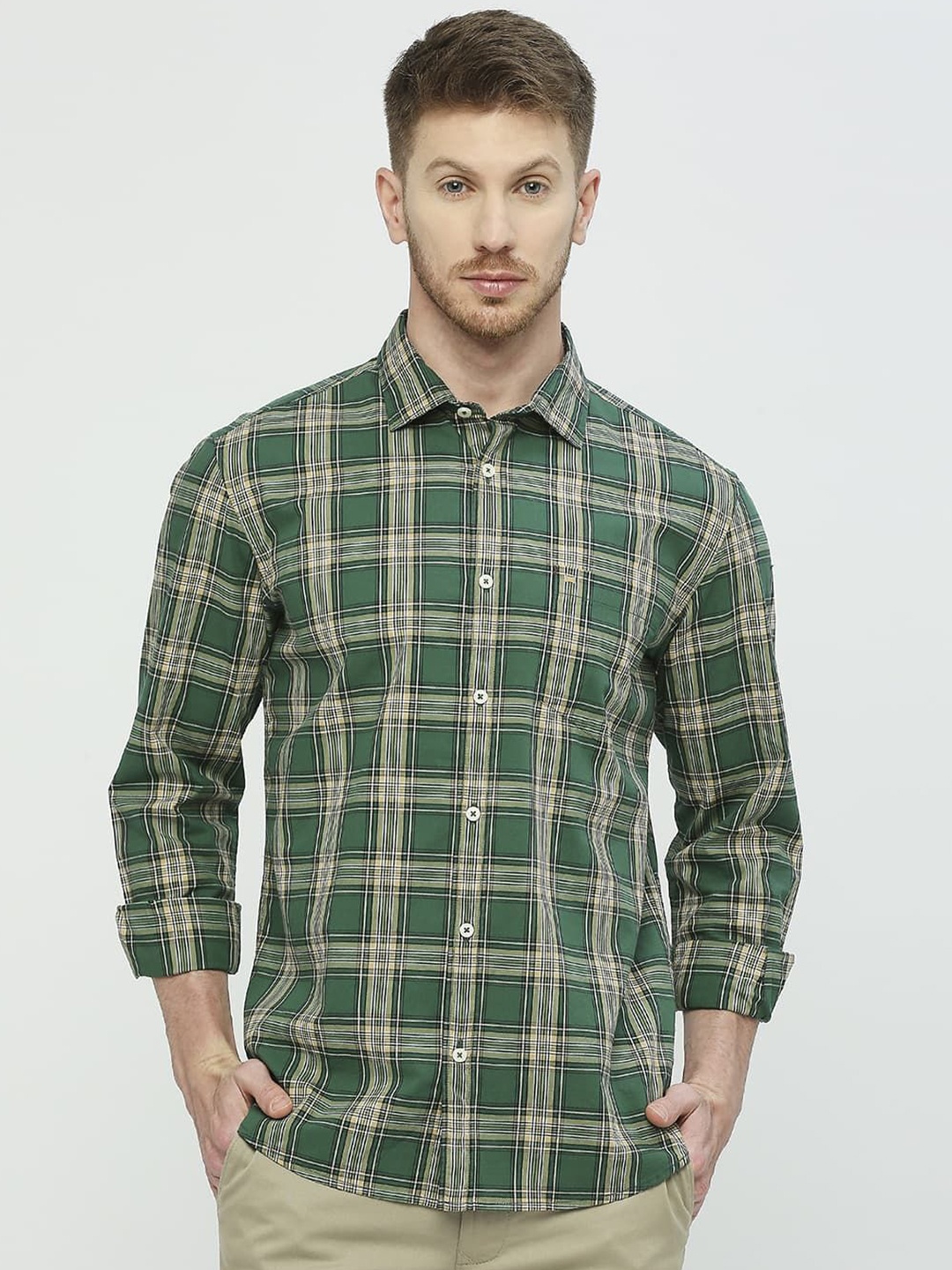 Basics Men Slim Fit Shepherd Checks Opaque Checked Casual Shirt, Green
Basics Men Slim Fit Shepherd Checks Opaque Checked Casual Shirt, Green