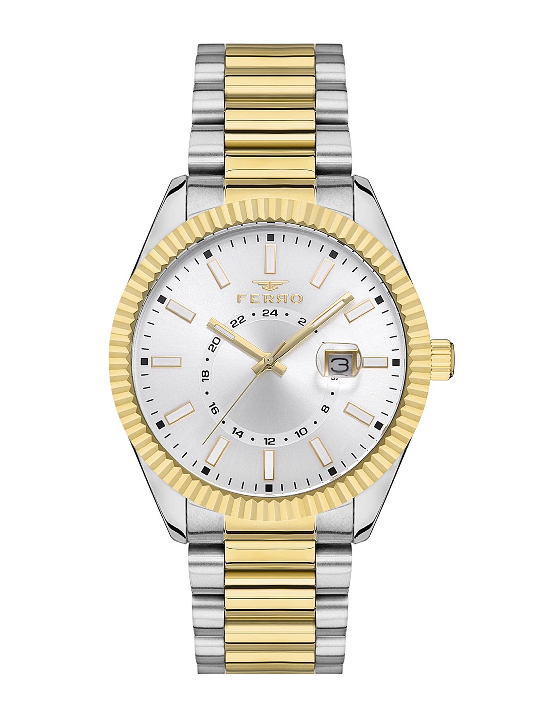 Ferro Men Brass Dial & Stainless Steel Bracelet Style Straps Analogue Watch F11288A-D, Silver
Ferro Men Brass Dial & Stainless Steel Bracelet Style Straps Analogue Watch F11288A-D, Silver