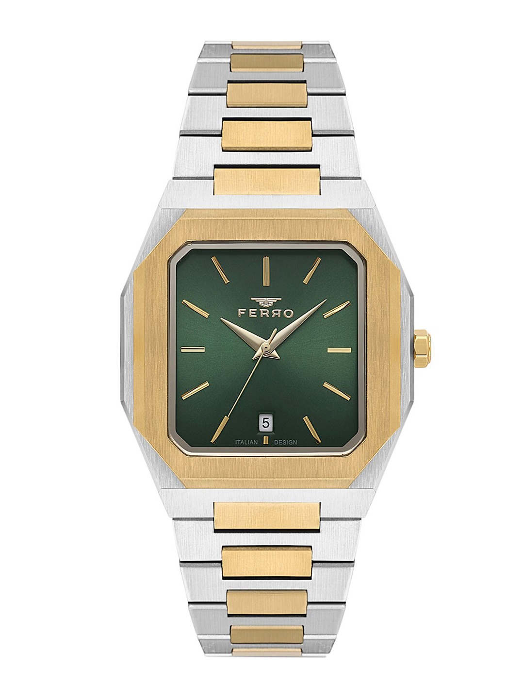 Ferro Men Brass Dial & Stainless Steel Bracelet Style Straps Analogue Watch F11481A-D6, Green
Ferro Men Brass Dial & Stainless Steel Bracelet Style Straps Analogue Watch F11481A-D6, Green