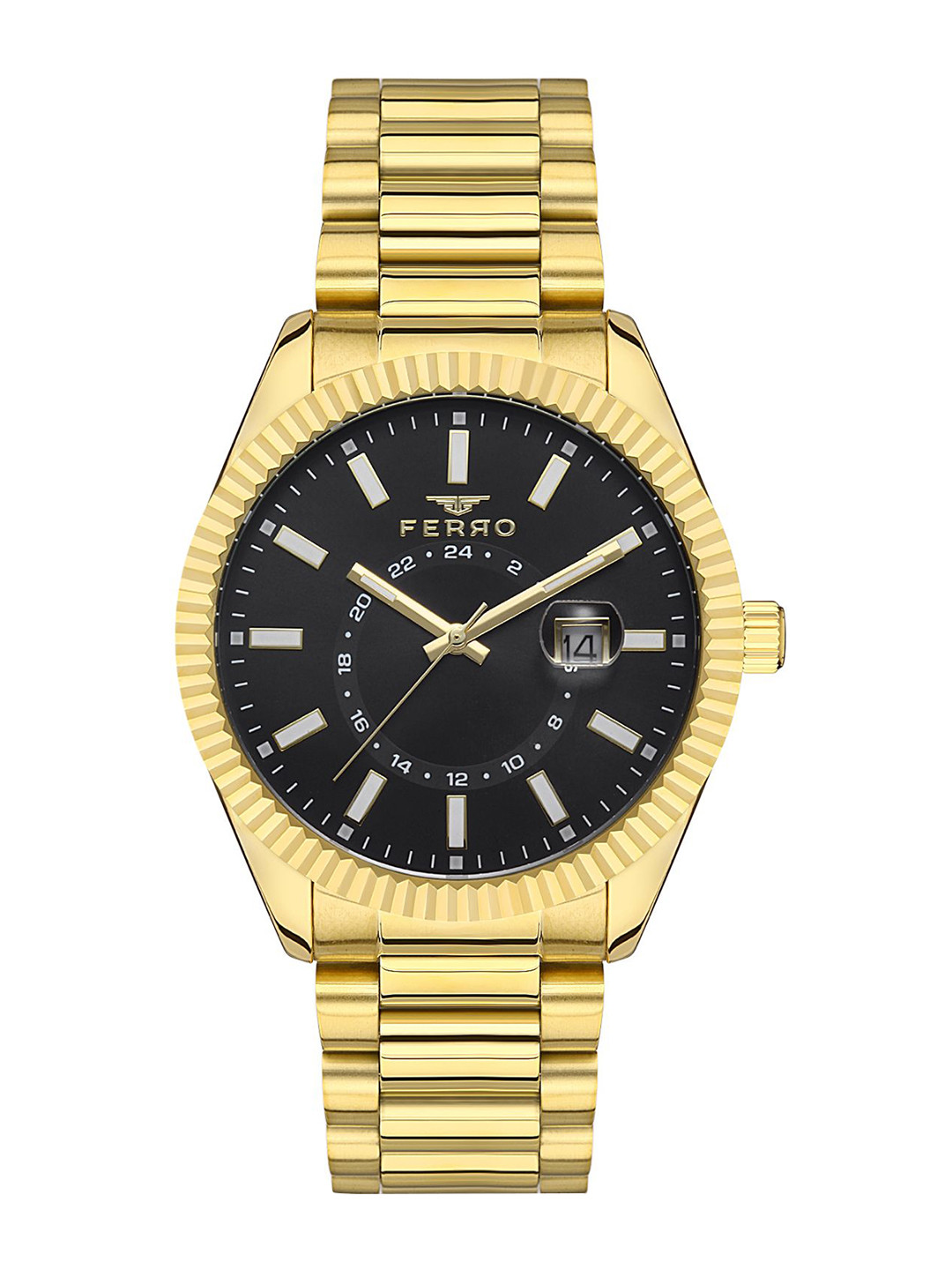 Ferro Men Brass Dial & Stainless Steel Bracelet Style Straps Analogue Watch F11288A-B2, Black
Ferro Men Brass Dial & Stainless Steel Bracelet Style Straps Analogue Watch F11288A-B2, Black
