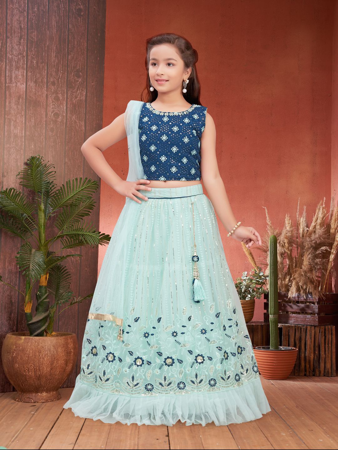 BAESD Girls Embroidered Sequinned Ready to Wear Lehenga & Blouse With Dupatta, Navy blue
BAESD Girls Embroidered Sequinned Ready to Wear Lehenga & Blouse With Dupatta, Navy blue
