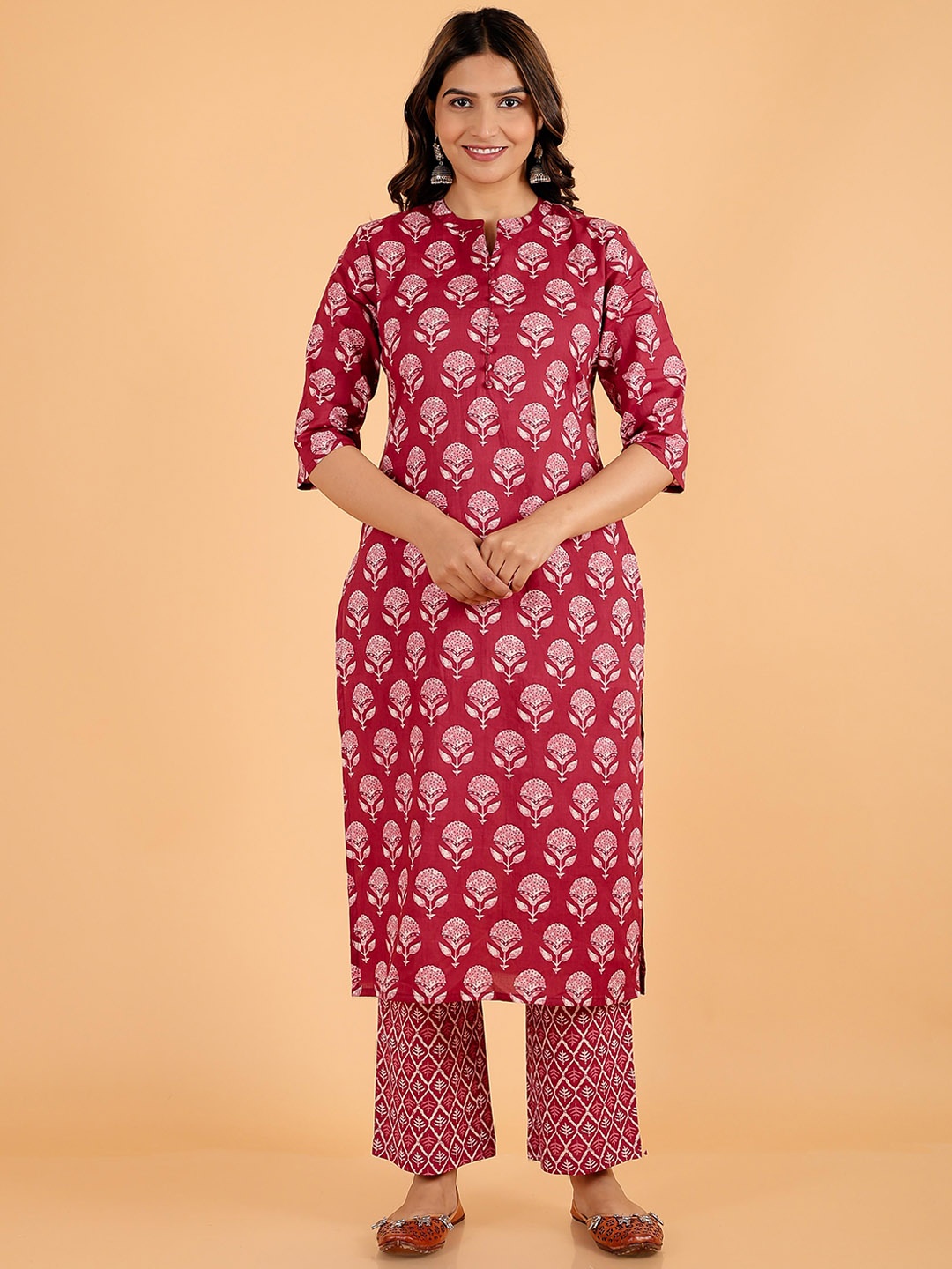 Aramya Women Ethnic Motifs Printed Regular Pure Cotton Kurta with Trousers, Pink
Aramya Women Ethnic Motifs Printed Regular Pure Cotton Kurta with Trousers, Pink