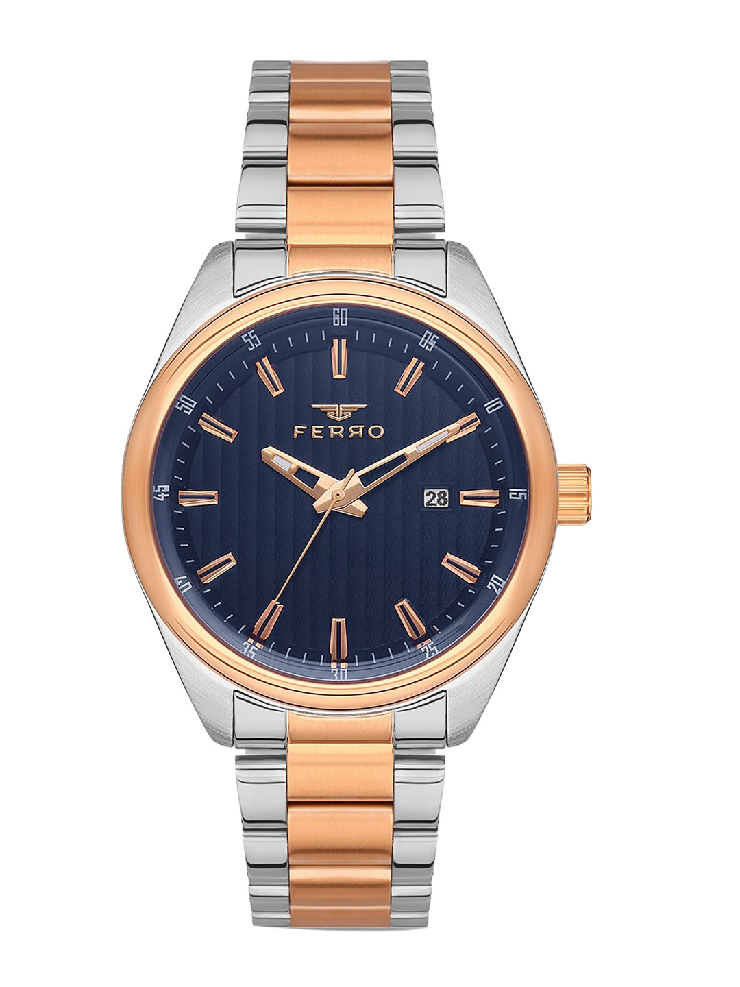 Ferro Men Brass Dial & Stainless Steel Bracelet Style Straps Analogue Watch F11240A-E3, Blue
Ferro Men Brass Dial & Stainless Steel Bracelet Style Straps Analogue Watch F11240A-E3, Blue