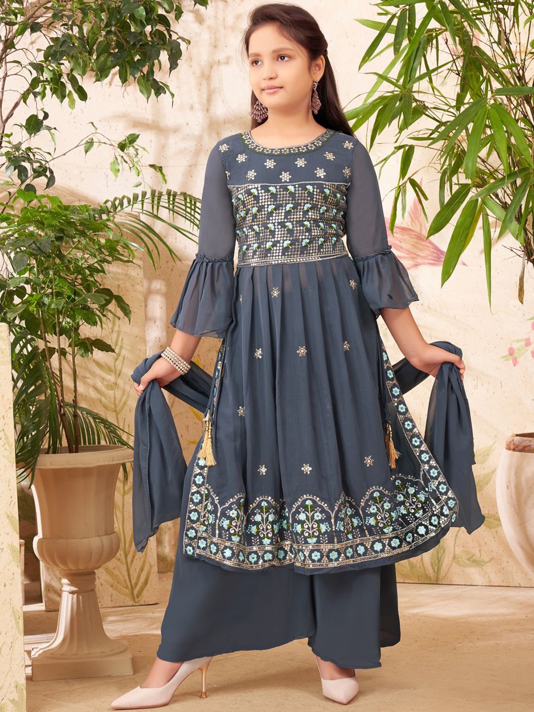 BAESD Girls Embroidered Regular Sequinned Kurta with Palazzos & With Dupatta, Grey
BAESD Girls Embroidered Regular Sequinned Kurta with Palazzos & With Dupatta, Grey