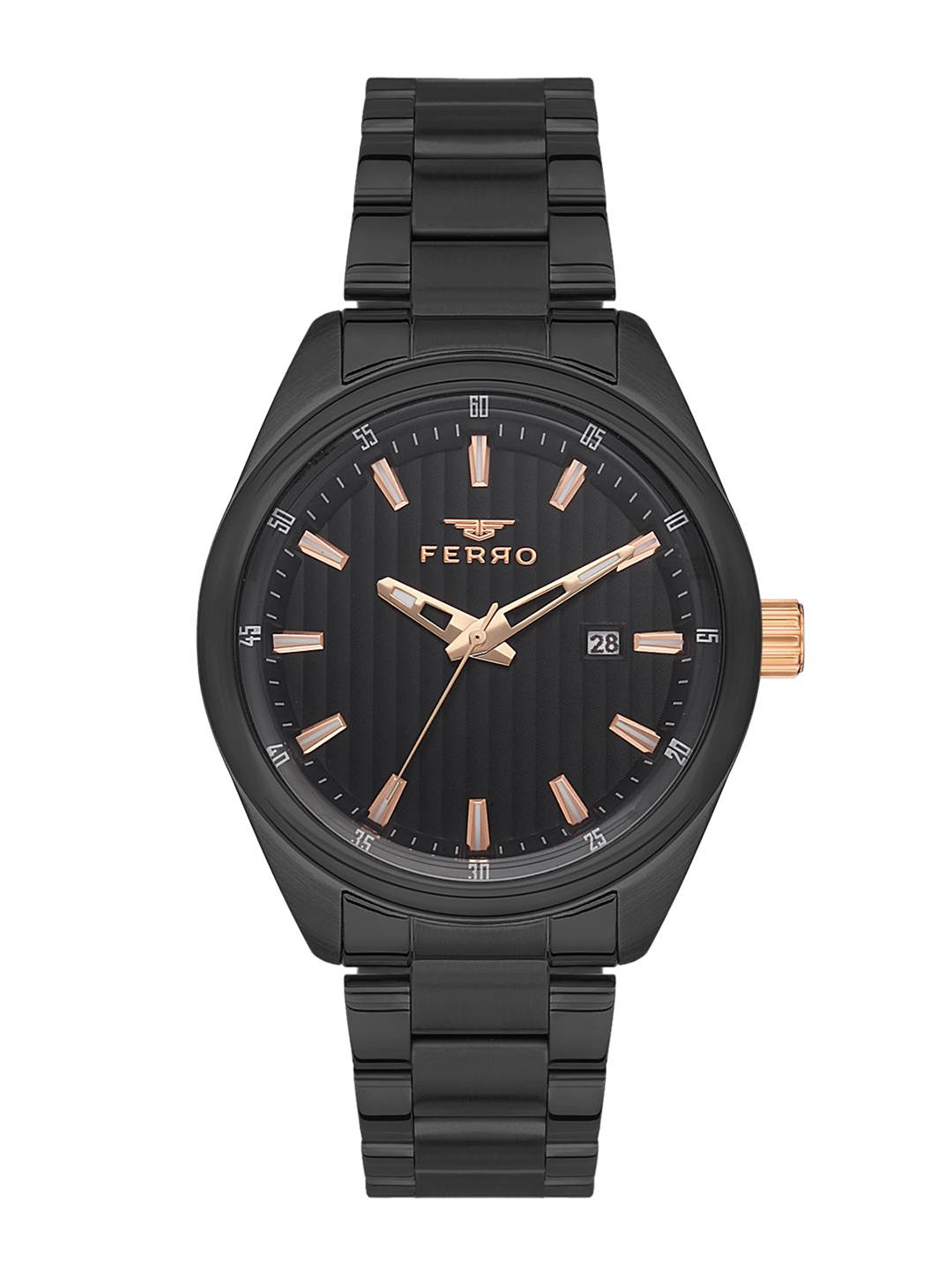 Ferro Men Brass Dial & Stainless Steel Bracelet Style Straps Analogue Watch F11240A-G, Black
Ferro Men Brass Dial & Stainless Steel Bracelet Style Straps Analogue Watch F11240A-G, Black