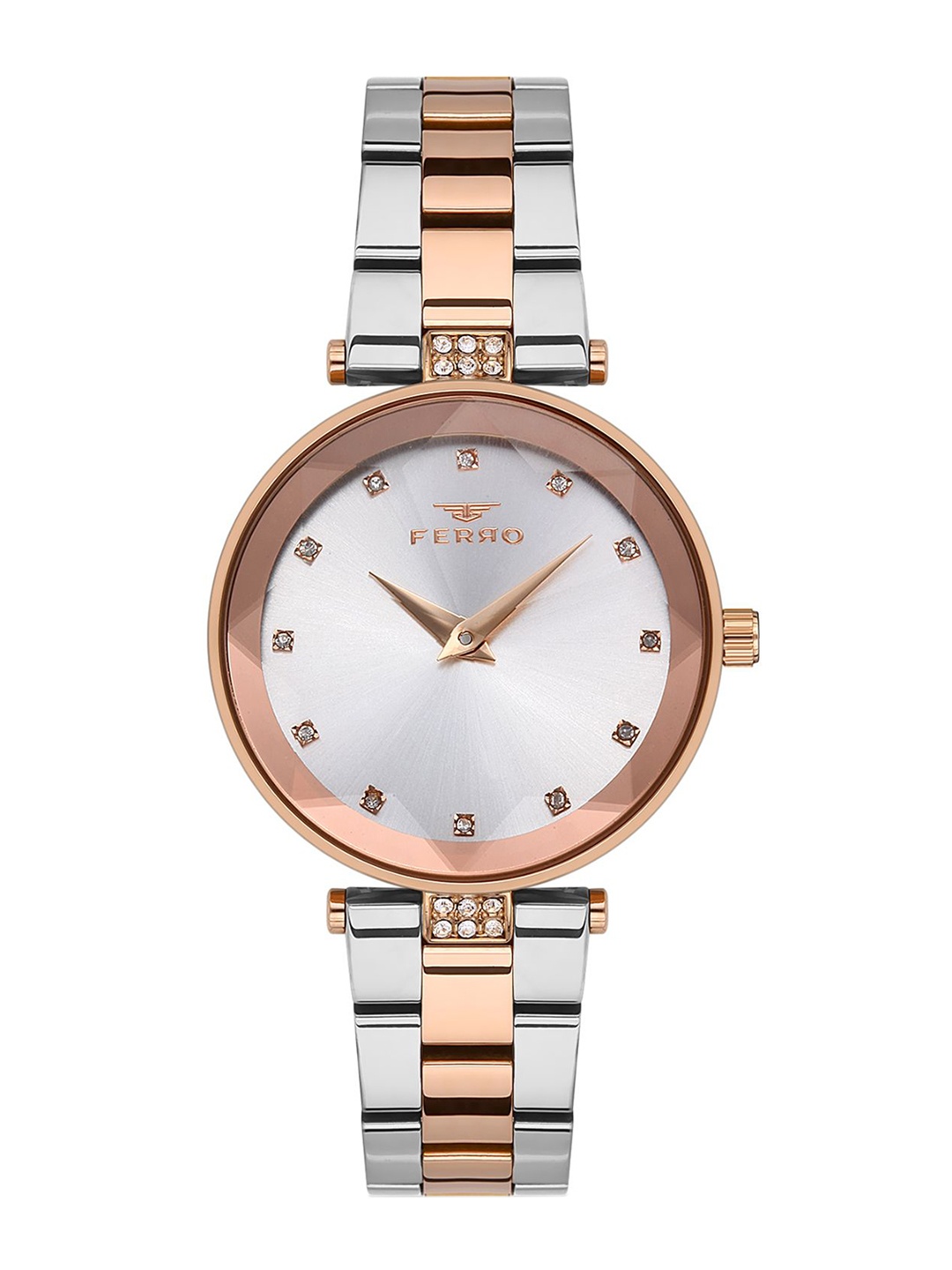 Ferro Women Brass Dial & Stainless Steel Bracelet Style Straps Analogue Watch FL21297A-E, Silver
Ferro Women Brass Dial & Stainless Steel Bracelet Style Straps Analogue Watch FL21297A-E, Silver