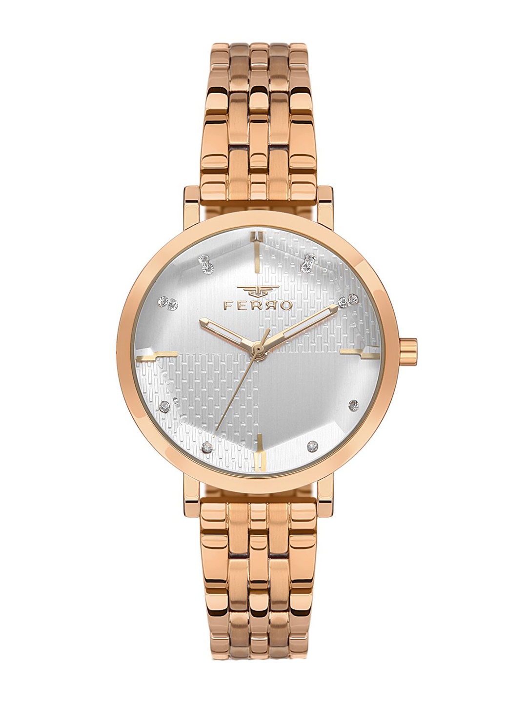 Ferro Women Brass Dial & Stainless Steel Bracelet Style Straps Analogue Watch FL21252A-C, Silver
Ferro Women Brass Dial & Stainless Steel Bracelet Style Straps Analogue Watch FL21252A-C, Silver