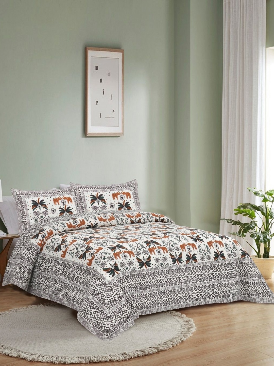 HOMELINE White Ethnic Motifs 180 TC King Bedsheet with 2 Pillow Covers-2.84 x 2.84 m
HOMELINE White Ethnic Motifs 180 TC King Bedsheet with 2 Pillow Covers-2.84 x 2.84 m