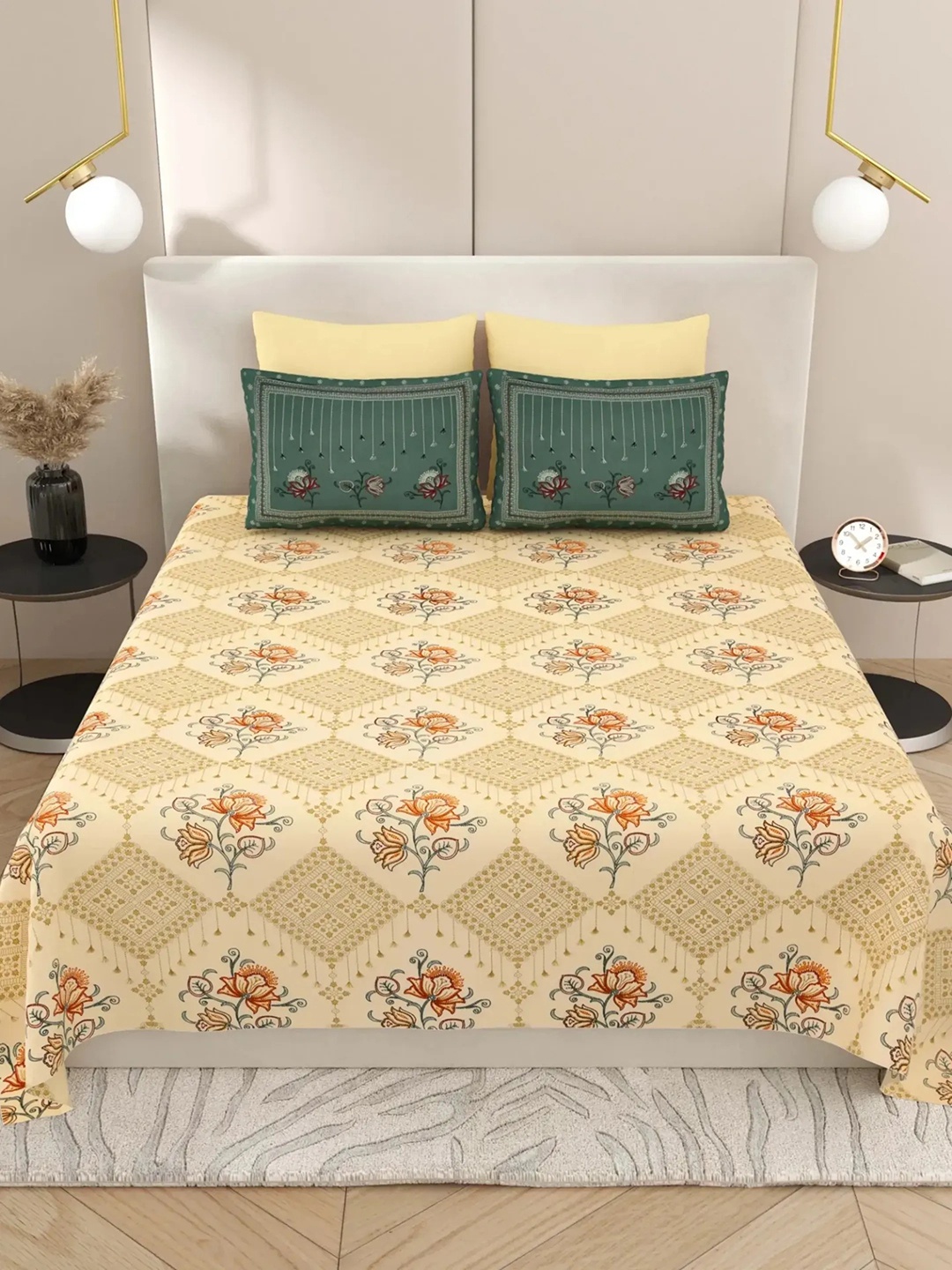 LIVING ROOTS Super King Size Jaipur Block Print Cotton Double Bedsheet & 2 Pillow Covers, Yellow
LIVING ROOTS Super King Size Jaipur Block Print Cotton Double Bedsheet & 2 Pillow Covers, Yellow