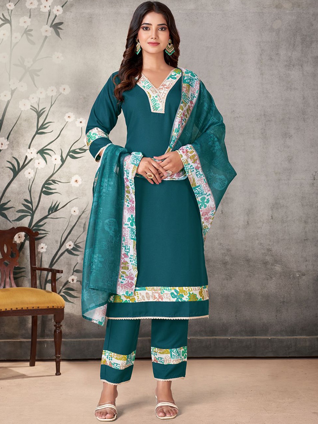 KALINI Women Ethnic Motifs Printed Regular Kurta with Palazzos & With Dupatta, Green
KALINI Women Ethnic Motifs Printed Regular Kurta with Palazzos & With Dupatta, Green