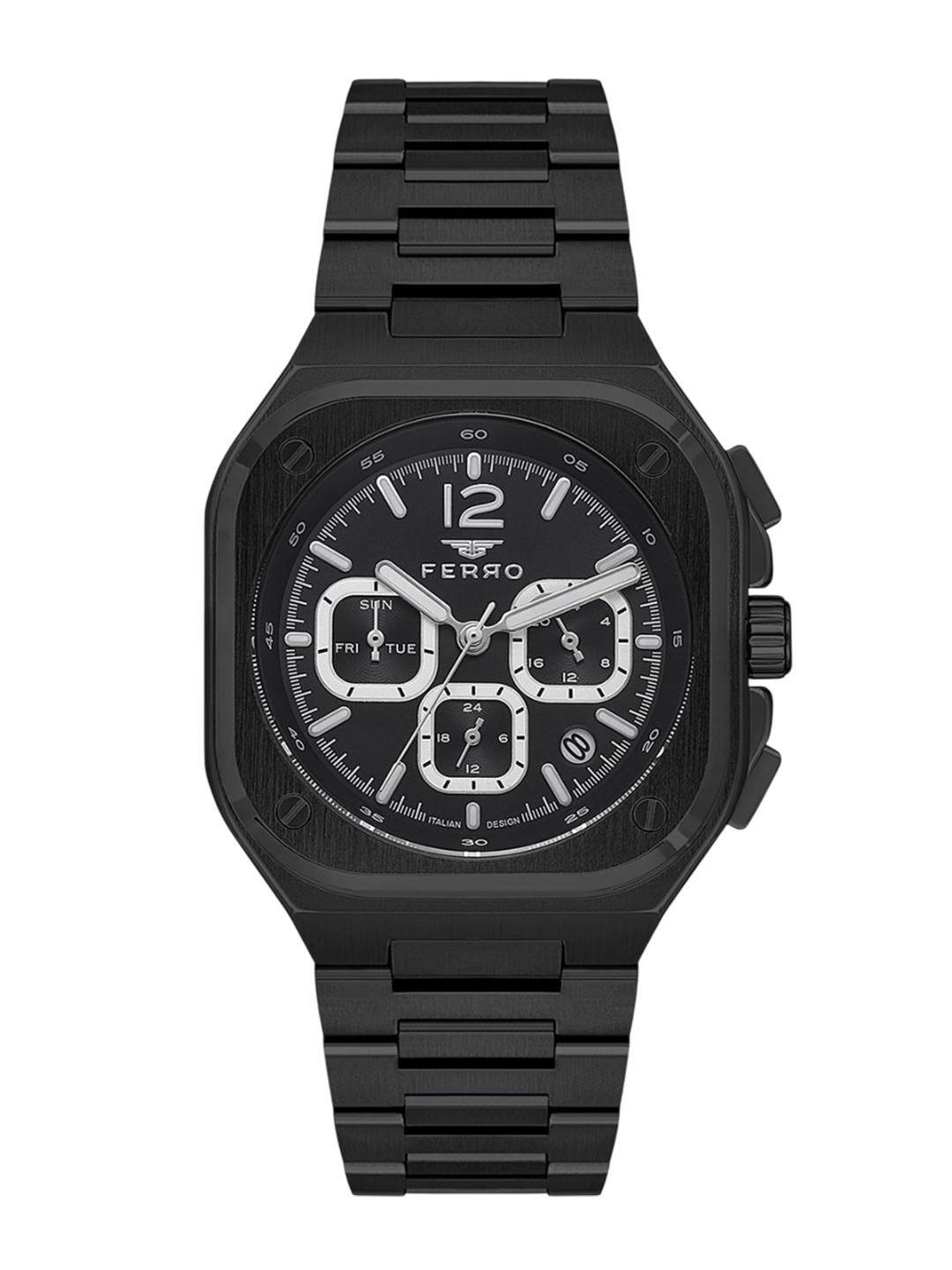 Ferro Men Brass Dial & Stainless Steel Bracelet Style Straps Analogue Watch FM11497A-G, Black
Ferro Men Brass Dial & Stainless Steel Bracelet Style Straps Analogue Watch FM11497A-G, Black
