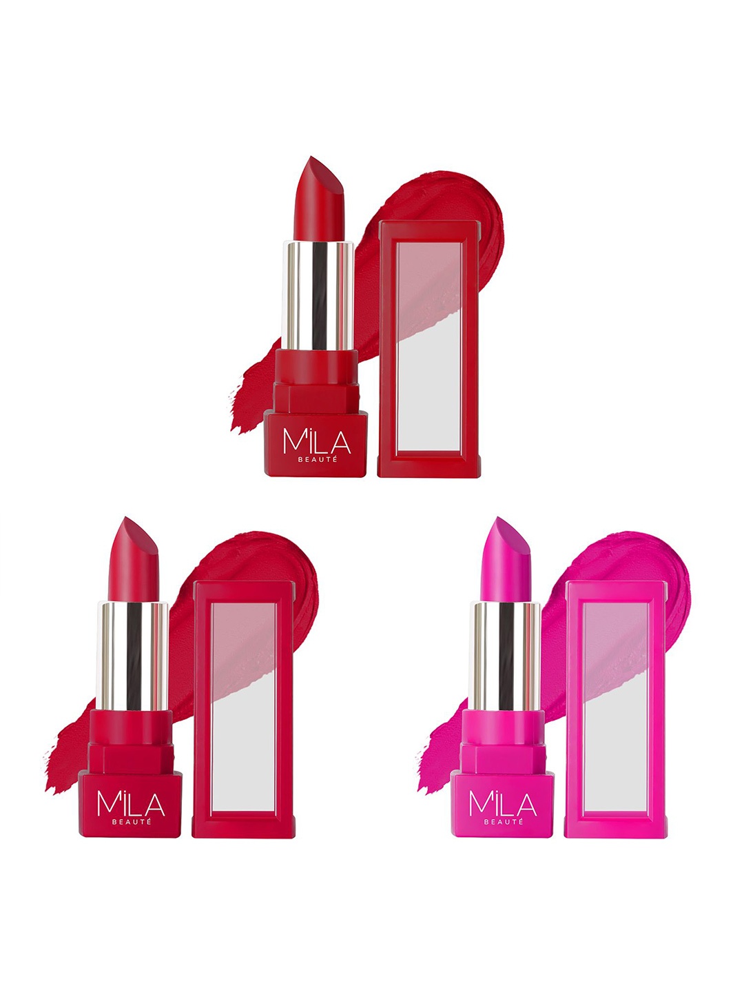 MILA BEAUTE Set Of 3 Highly Pigmented Lightweight Matte Lipstick 4.2 g Each - 504-506-508, Red
MILA BEAUTE Set Of 3 Highly Pigmented Lightweight Matte Lipstick 4.2 g Each - 504-506-508, Red