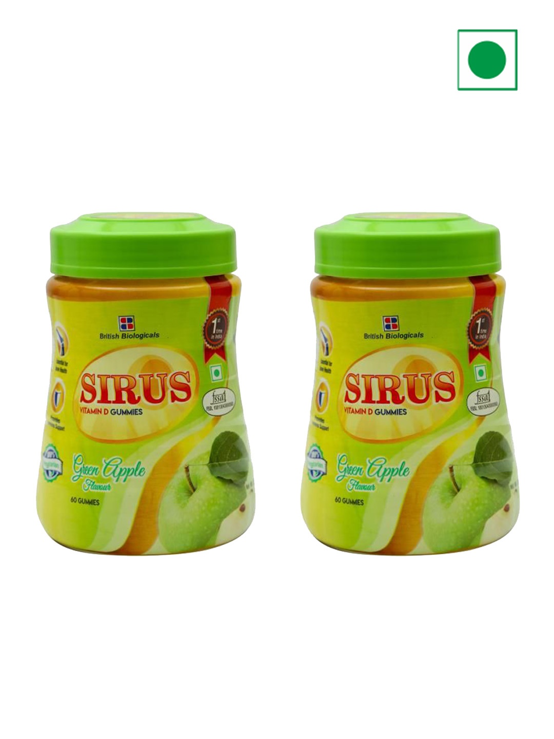 British Biologicals Set Of 2 Sirus Vitamin D3 Gummies - 60 Gummies Each - Green Apple, White
British Biologicals Set Of 2 Sirus Vitamin D3 Gummies - 60 Gummies Each - Green Apple, White