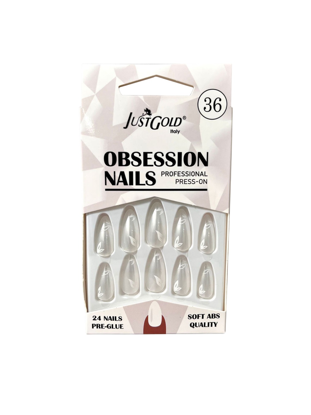 JUSTGOLD Professional Obsession Set Of 24 Press On Pre Glued Waterproof Nails - Shade 36, White
JUSTGOLD Professional Obsession Set Of 24 Press On Pre Glued Waterproof Nails - Shade 36, White