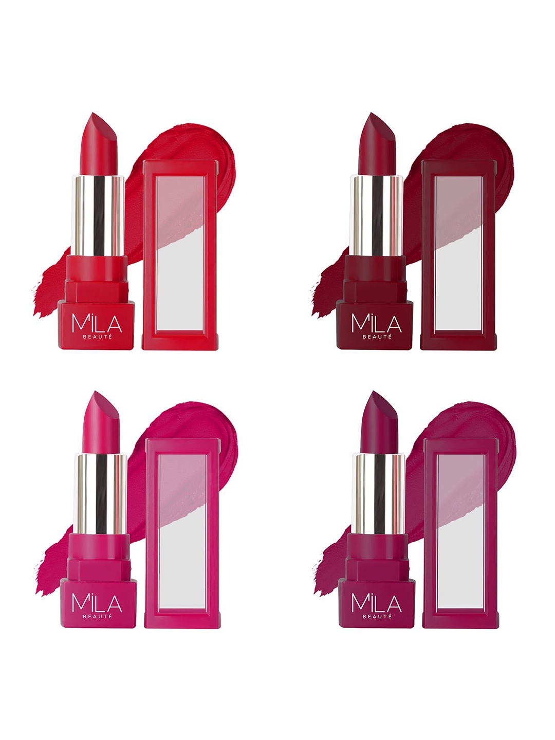 MILA BEAUTE Set Of 4 Highly Pigmented Matte Lipstick 4.2 g Each - 501-505-509-514, Red
MILA BEAUTE Set Of 4 Highly Pigmented Matte Lipstick 4.2 g Each - 501-505-509-514, Red