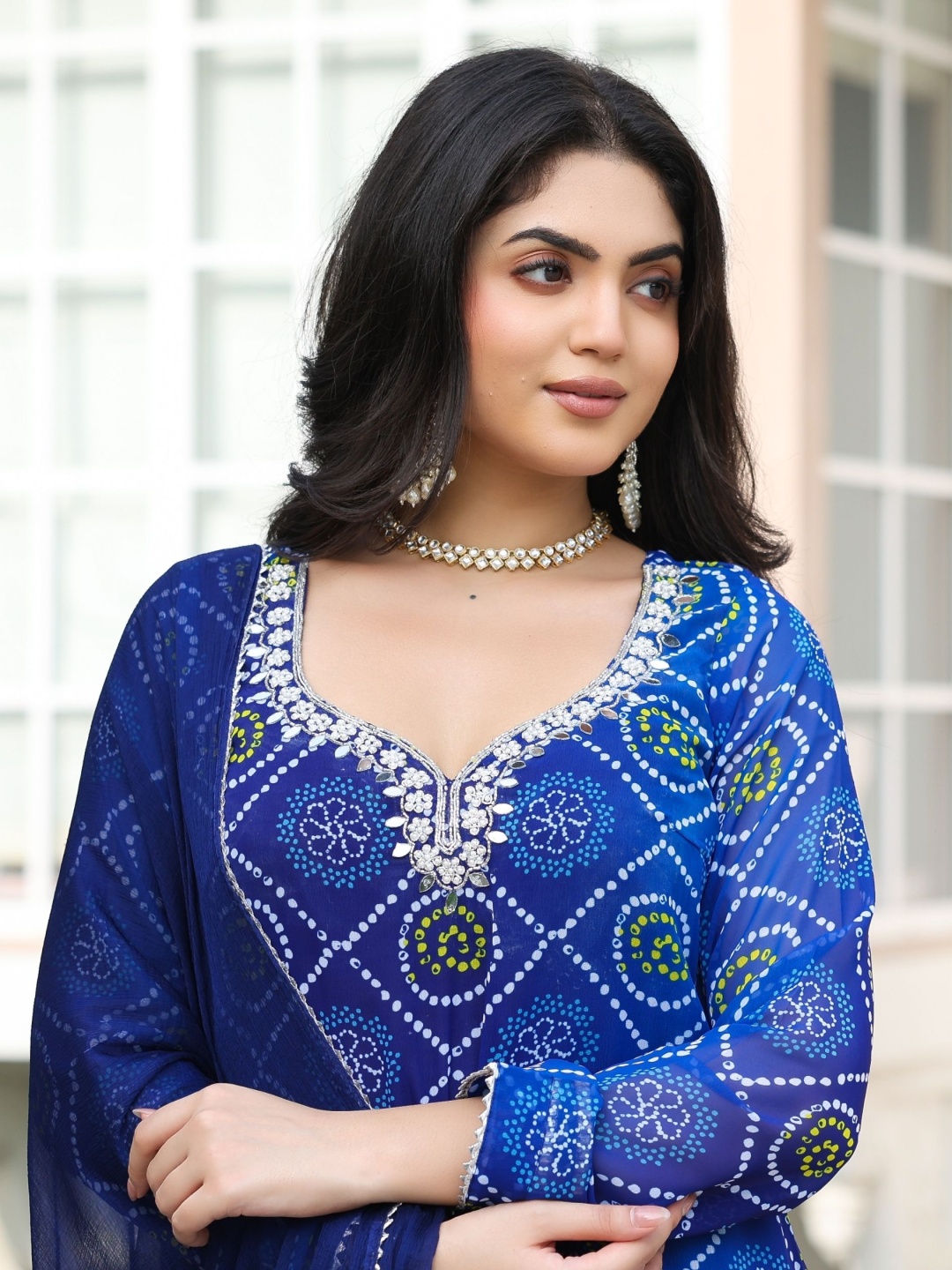 ASHEERA Women Bandhani Embroidered Regular Gotta Patti Kurta with Trousers & With Dupatta, Blue
ASHEERA Women Bandhani Embroidered Regular Gotta Patti Kurta with Trousers & With Dupatta, Blue