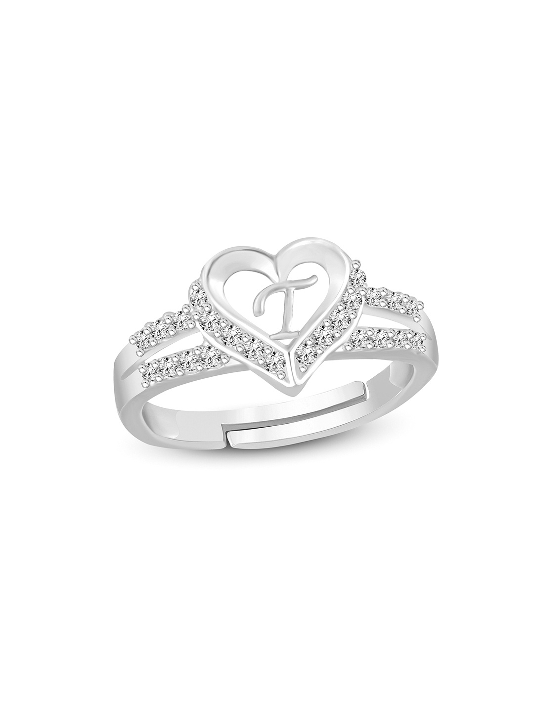Lila Unisex Silver-Plated Cubic Zirconia Stone Studded Alphabet T Adjustable Finger Ring
Lila Unisex Silver-Plated Cubic Zirconia Stone Studded Alphabet T Adjustable Finger Ring