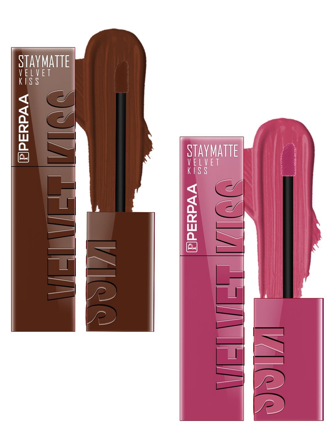 PERPAA Set Of 2 Velvet Kiss Matte Liquid Lipsticks- 3.5 ml Each- Dark Brown - Nude Pink
PERPAA Set Of 2 Velvet Kiss Matte Liquid Lipsticks- 3.5 ml Each- Dark Brown - Nude Pink