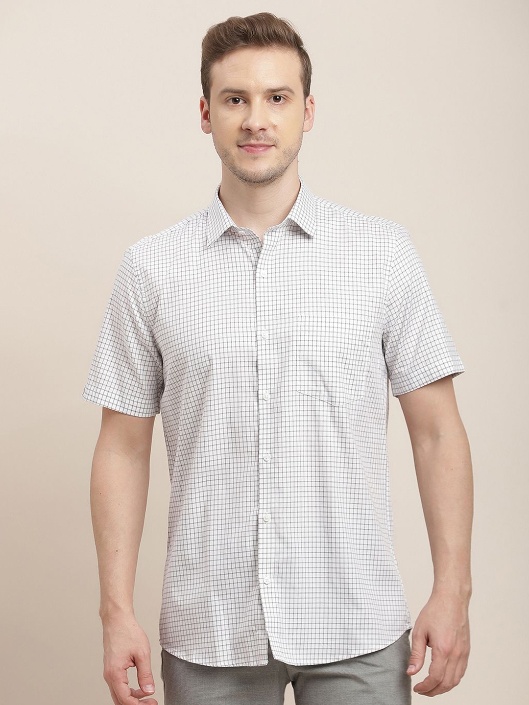 Turtle Men Classic Slim Fit Grid Tattersall Checks Opaque Checked Formal Shirt, Off white
Turtle Men Classic Slim Fit Grid Tattersall Checks Opaque Checked Formal Shirt, Off white