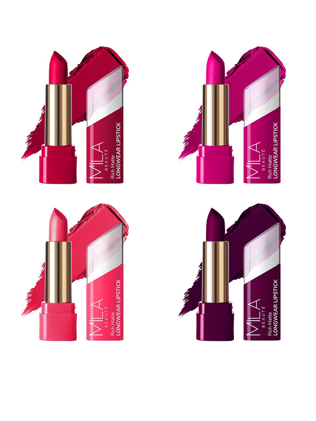 MILA BEAUTE Set Of 3 Rich Matte Longwear Bullet Lipstick -4.2g Each Shade-603-609-611-613, Red
MILA BEAUTE Set Of 3 Rich Matte Longwear Bullet Lipstick -4.2g Each Shade-603-609-611-613, Red
