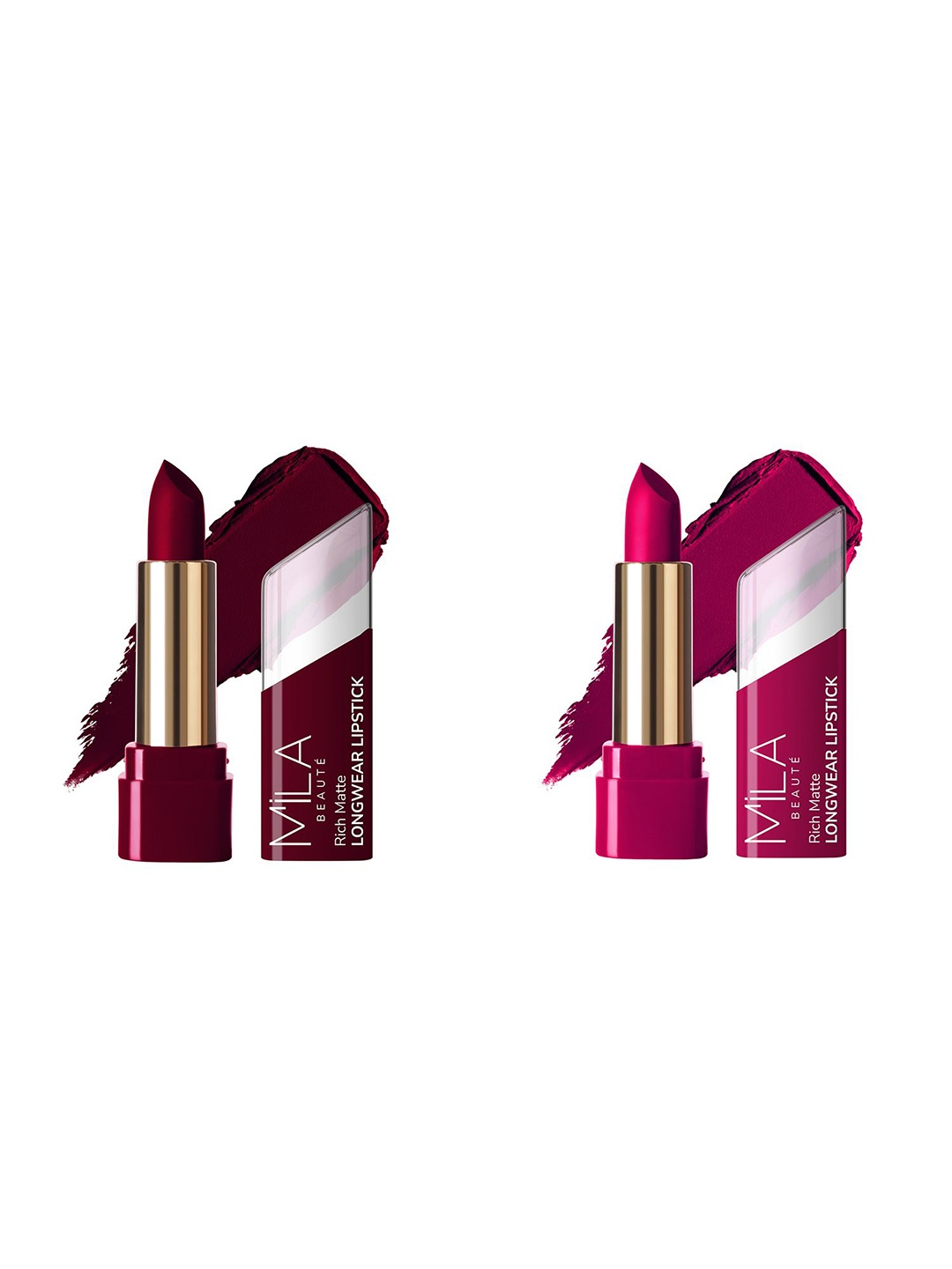 MILA BEAUTE Set Of 2 Rich Matte Longwear Bullet Lipstick - 4.2 g Each - Shade -612 -616, Pink
MILA BEAUTE Set Of 2 Rich Matte Longwear Bullet Lipstick - 4.2 g Each - Shade -612 -616, Pink
