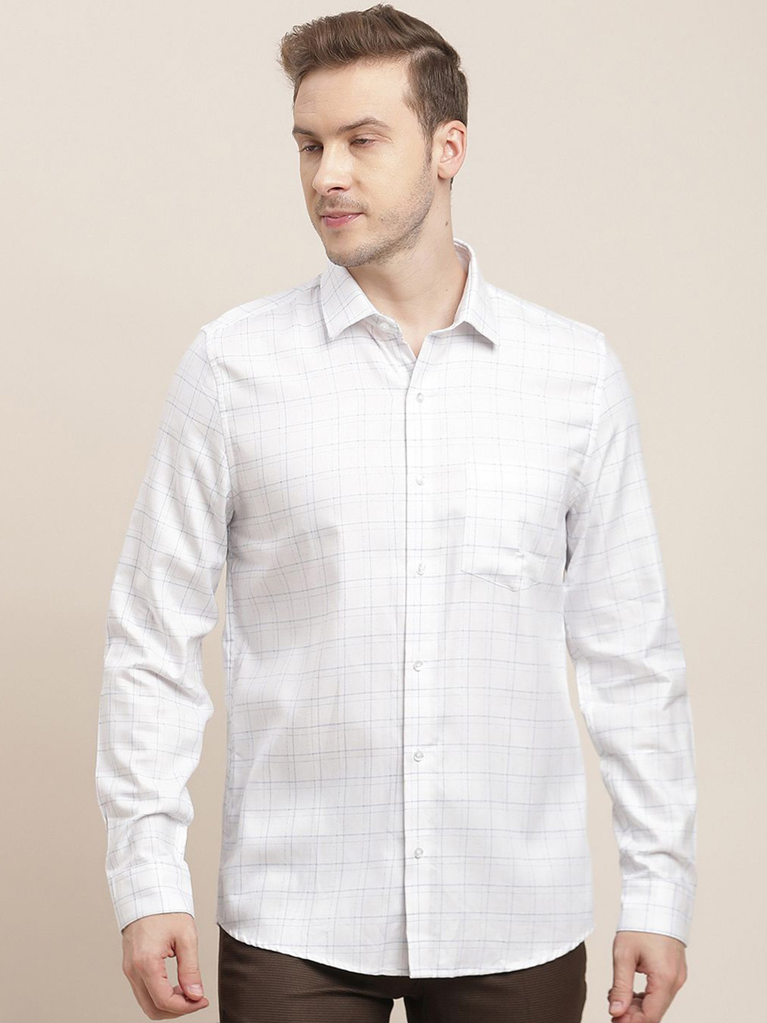 Turtle Men Classic Slim Fit Grid Tattersall Checks Opaque Checked Formal Shirt, White
Turtle Men Classic Slim Fit Grid Tattersall Checks Opaque Checked Formal Shirt, White