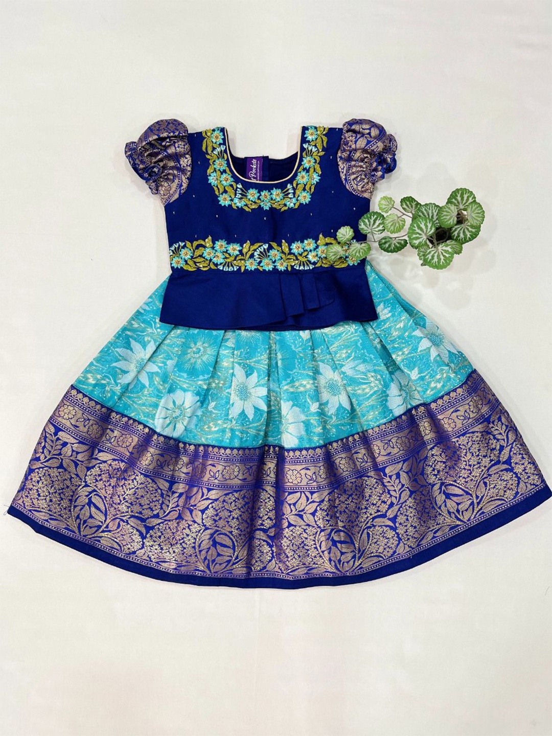Sweet Pockets Girls Floral Embroidered Sequinned Ready to Wear Lehenga & Blouse, Blue
Sweet Pockets Girls Floral Embroidered Sequinned Ready to Wear Lehenga & Blouse, Blue