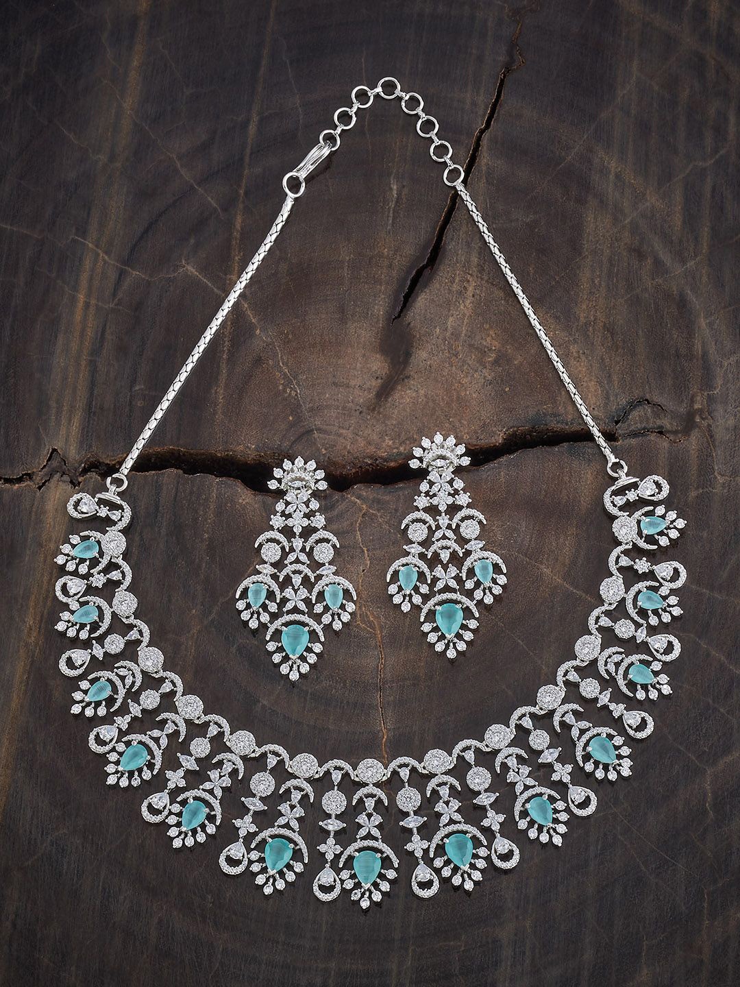 Kushal's Fashion Jewellery Rhodium-Plated Cubic Zirconia Stone-Studded Jewellery Set, Silver
Kushal's Fashion Jewellery Rhodium-Plated Cubic Zirconia Stone-Studded Jewellery Set, Silver