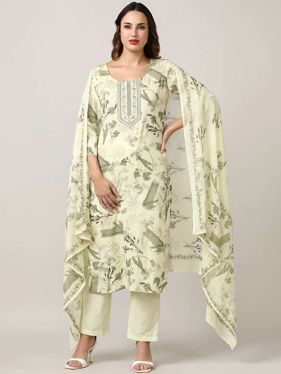 Jaipur Kurti Women Floral Embroidered Regular Thread Work Pure Cotton Kurta with Trousers & With Dupatta, Cream
Jaipur Kurti Women Floral Embroidered Regular Thread Work Pure Cotton Kurta with Trousers & With Dupatta, Cream