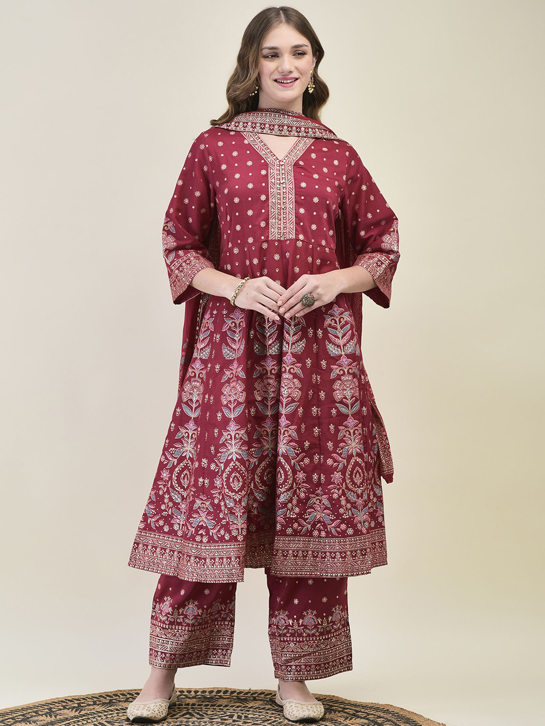 Shree Women Ethnic Motifs Printed Liva Kurta with Trousers & With Dupatta, Magenta
Shree Women Ethnic Motifs Printed Liva Kurta with Trousers & With Dupatta, Magenta