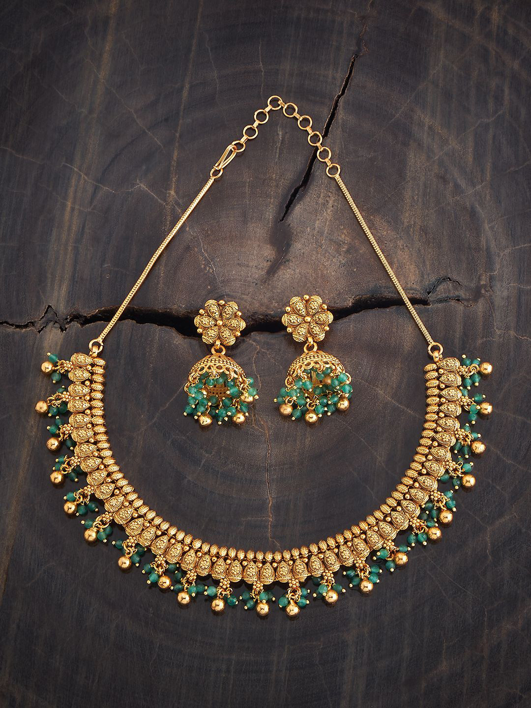 Kushal's Fashion Jewellery Gold-Plated Beaded Antique Jewellery Set 
Kushal's Fashion Jewellery Gold-Plated Beaded Antique Jewellery Set