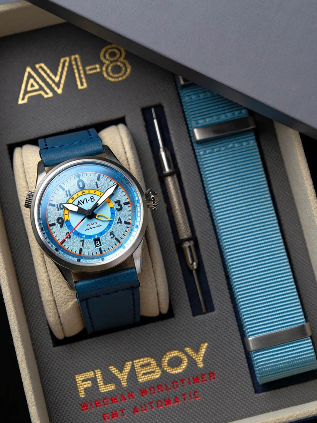 AVI-8 Men Brass Dial & Leather Straps Analogue Automatic Motion Powered Watch AV-4120-03, Blue
AVI-8 Men Brass Dial & Leather Straps Analogue Automatic Motion Powered Watch AV-4120-03, Blue