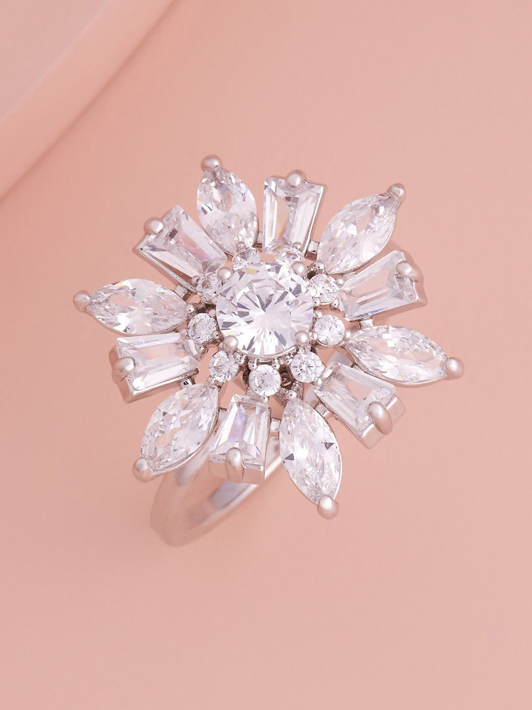 Kushal's Fashion Jewellery Rhodium-Plated CZ-Studded Adjustable Finger Ring, Silver
Kushal's Fashion Jewellery Rhodium-Plated CZ-Studded Adjustable Finger Ring, Silver