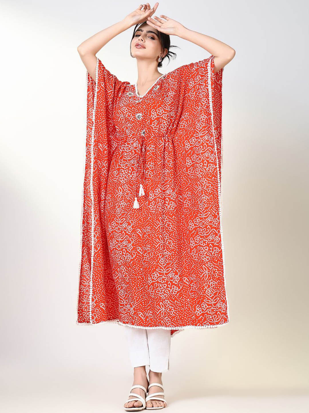 SHOWOFF Women Ethnic Motifs Printed Extended Sleeves Indie Prints Kaftan Kurta, Orange
SHOWOFF Women Ethnic Motifs Printed Extended Sleeves Indie Prints Kaftan Kurta, Orange
