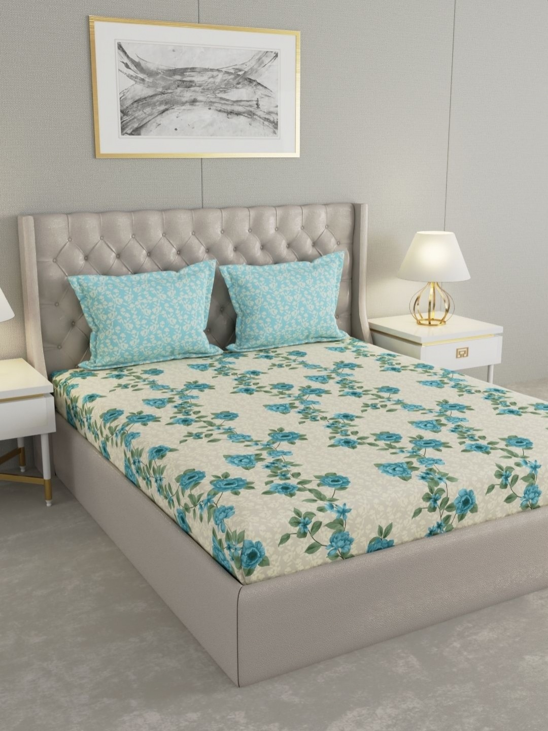 Raymond Home Cream-Coloured & Blue 110 TC Pure Cotton Queen Bedsheet Set-2.27 m x 2.55 m
Raymond Home Cream-Coloured & Blue 110 TC Pure Cotton Queen Bedsheet Set-2.27 m x 2.55 m