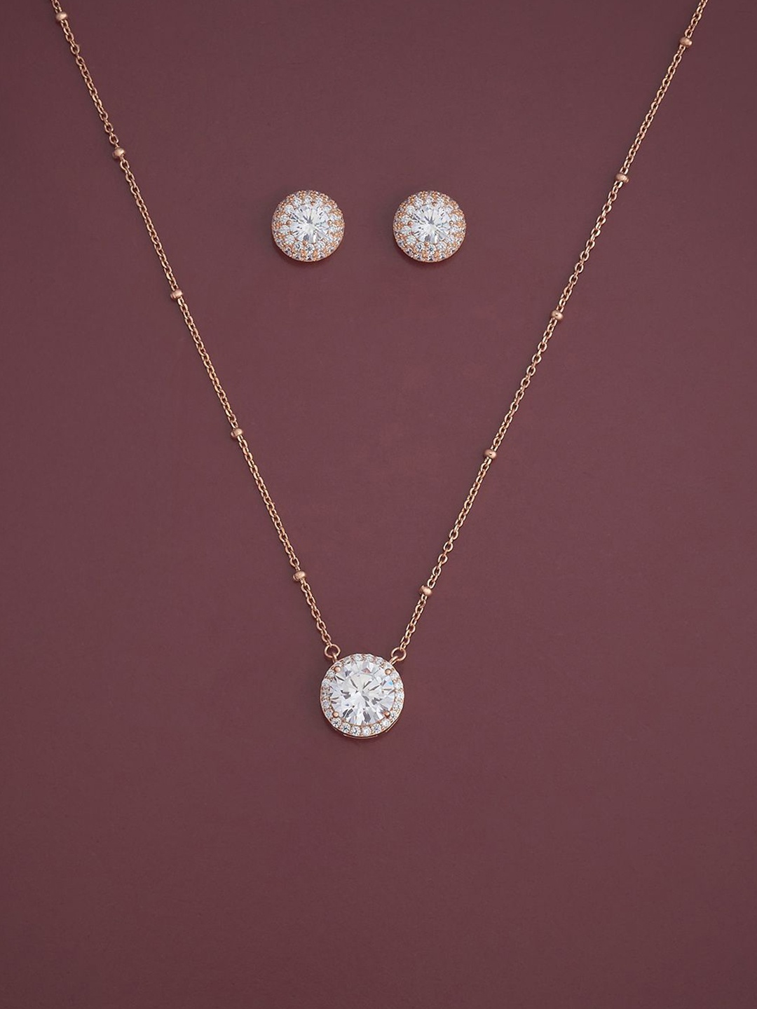 Kushal's Fashion Jewellery Sterling Silver Rose Gold Plated CZ Studded Jewellery Set
Kushal's Fashion Jewellery Sterling Silver Rose Gold Plated CZ Studded Jewellery Set