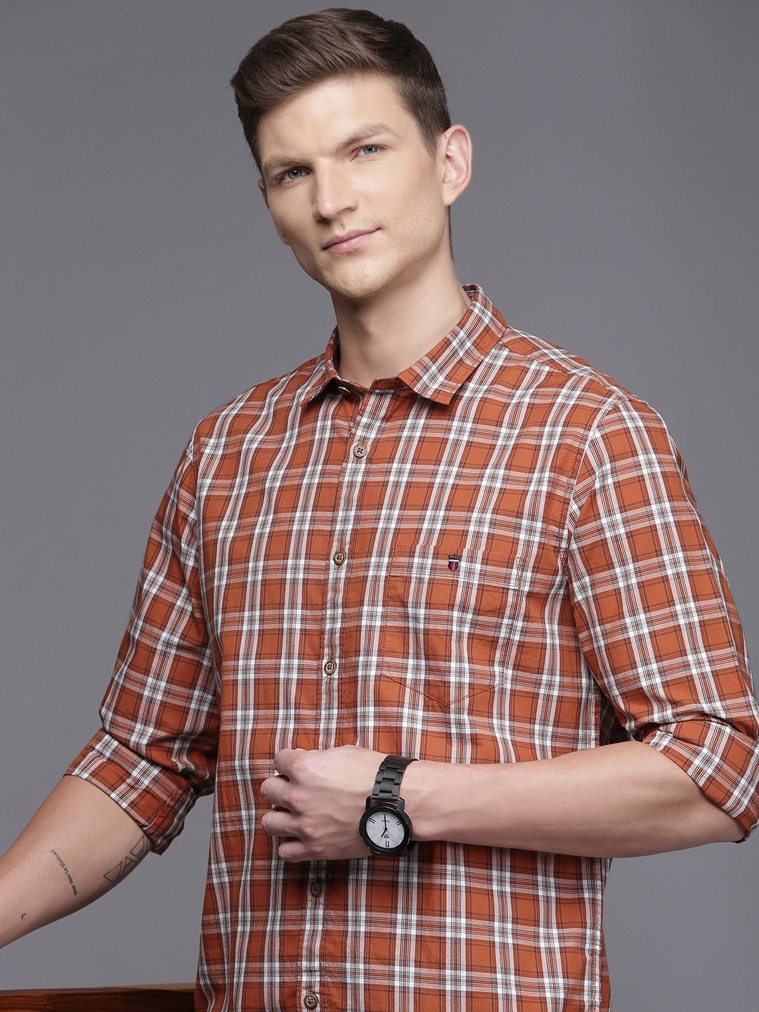Louis Philippe Jeans Super Slim Fit Tartan Checked Opaque Pure Cotton Casual Shirt, Rust
Louis Philippe Jeans Super Slim Fit Tartan Checked Opaque Pure Cotton Casual Shirt, Rust