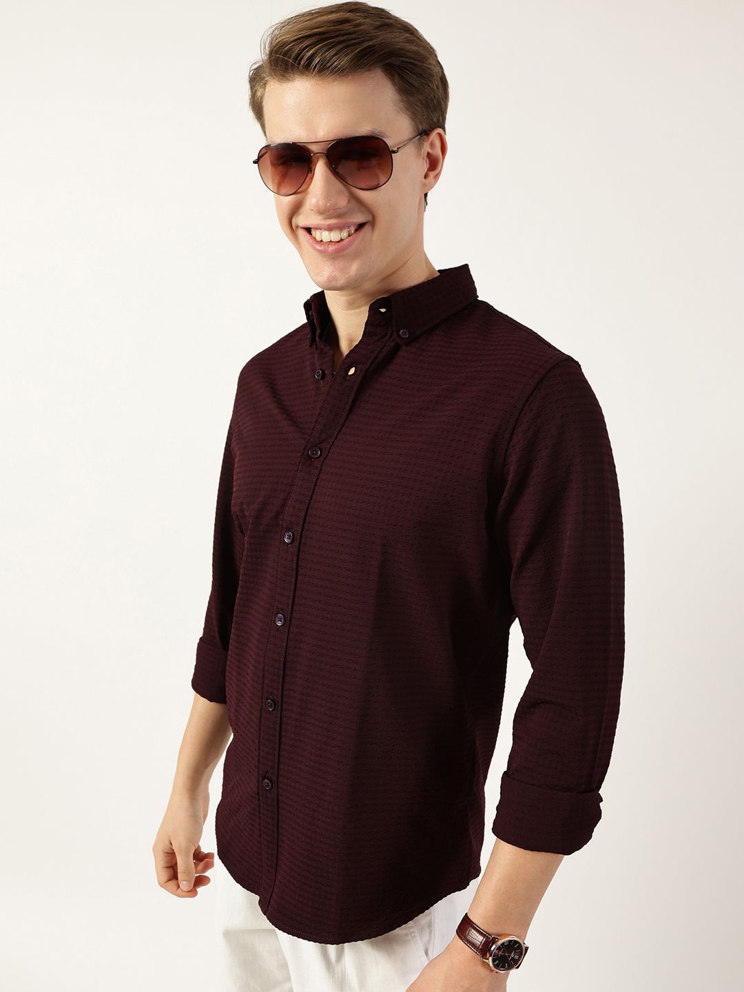 Thomas Scott Men Smart Button-Down Collar Textured Solid Slim Fit Casual Shirt, Purple
Thomas Scott Men Smart Button-Down Collar Textured Solid Slim Fit Casual Shirt, Purple