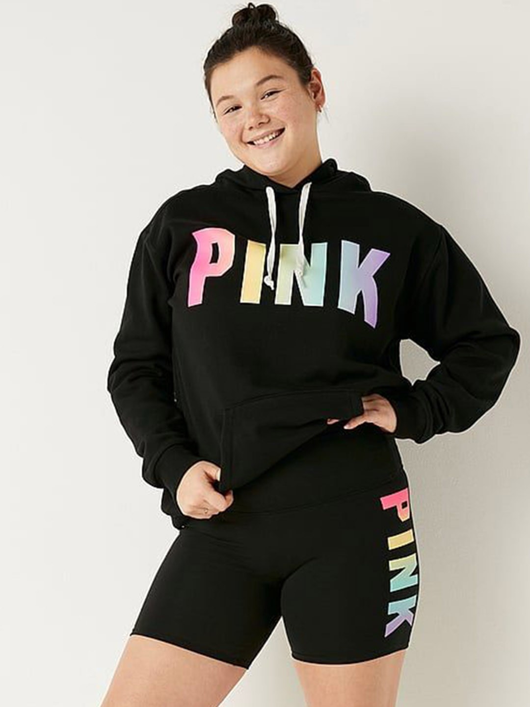 Victoria's Secret Women Typography Printed Cotton Skinny Fit High-Rise Shorts, Black
Victoria's Secret Women Typography Printed Cotton Skinny Fit High-Rise Shorts, Black