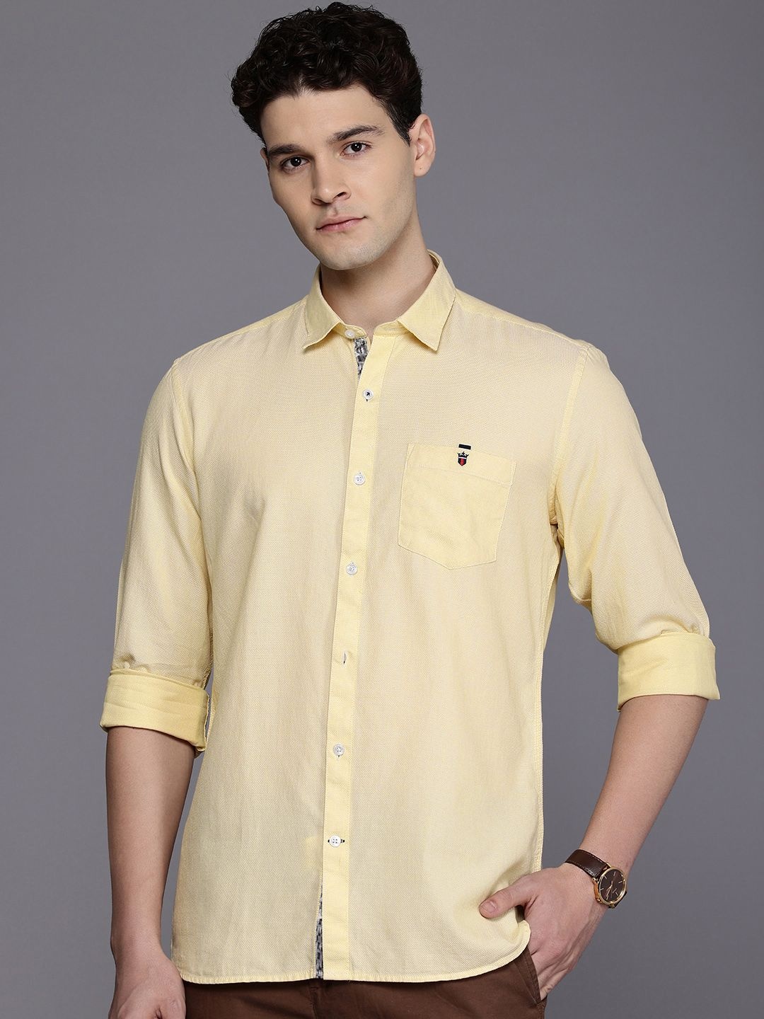 Louis Philippe Sport Slim Fit Cutaway Collar Pure Cotton Casual Shirt, Yellow
Louis Philippe Sport Slim Fit Cutaway Collar Pure Cotton Casual Shirt, Yellow