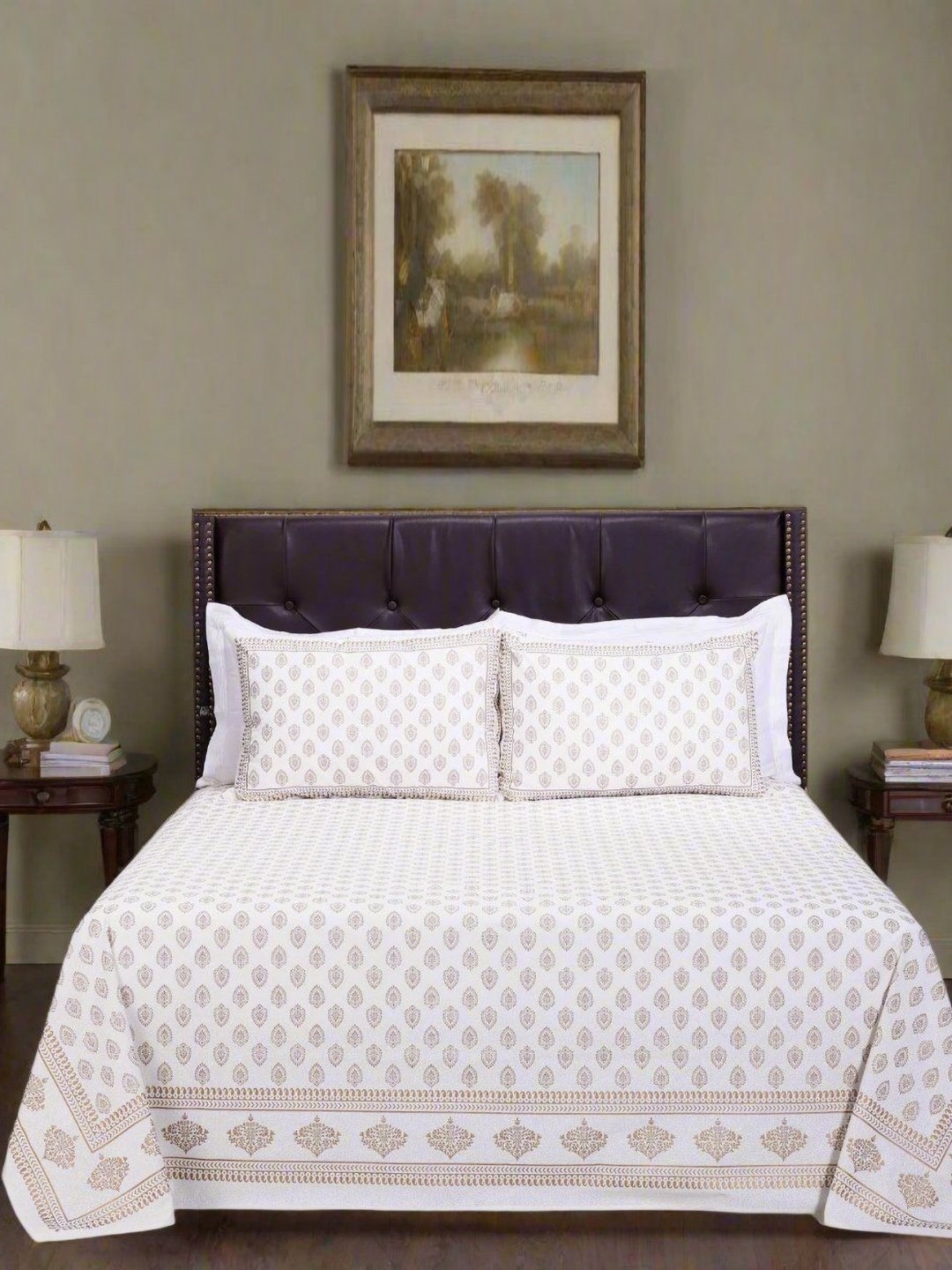 SHAHENAZ White & Brown Floral Cotton 120 TC Queen Bedsheet with 2 Pillow Covers
SHAHENAZ White & Brown Floral Cotton 120 TC Queen Bedsheet with 2 Pillow Covers